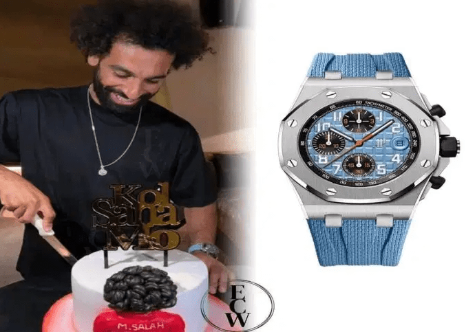 ساعة محمد صلاح تلفت الأنظار في حفل عيد ميلاده الـ 31 .. كم ثمنها !